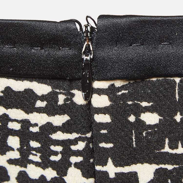 Pre Owned Max Mara Black Printed Wool Blend Pencil Skirt M