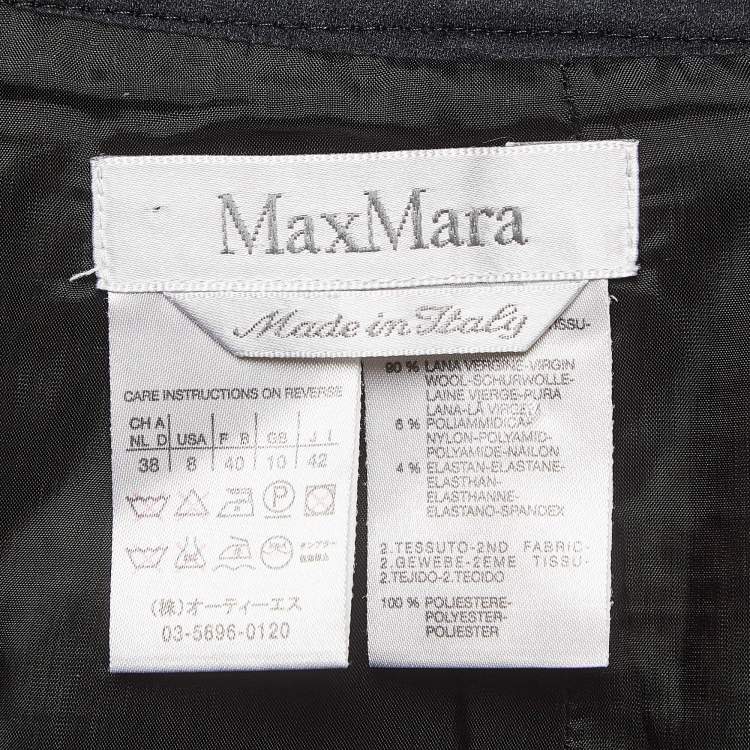 Pre Owned Max Mara Black Printed Wool Blend Pencil Skirt M