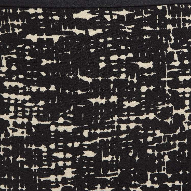 Pre Owned Max Mara Black Printed Wool Blend Pencil Skirt M