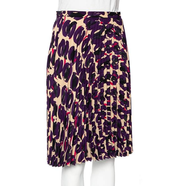 Pre Owned Max Mara Studio Multicolored Printed Georgette Pleated Skirt S