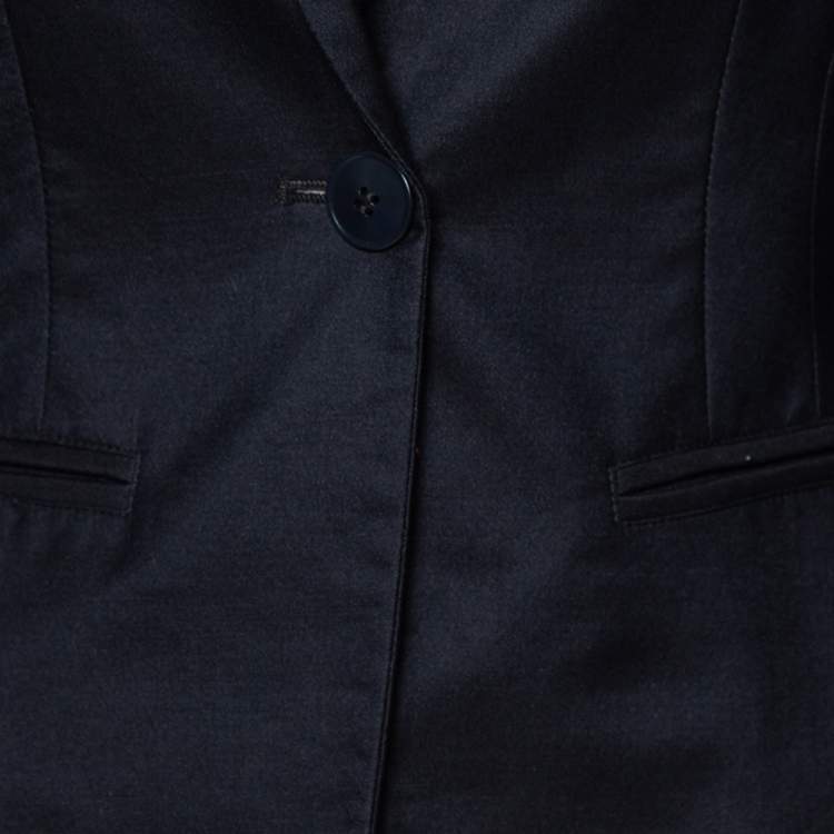 Pre Owned Max Mara Studio Navy Blue Knit Single Breasted Blazer S