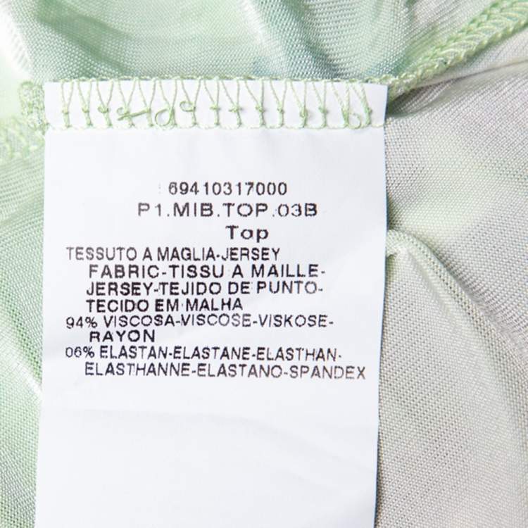 Pre Owned Max Mara Studio Green Floral Print Jersey Tie Waist Blouse XXL