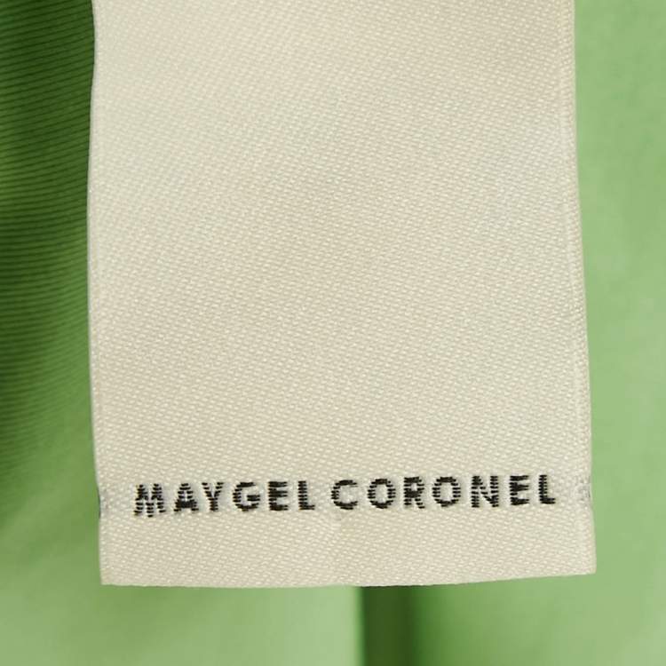 Pre Owned Maygel Coronel Green Jersey One Shoulder Maxi Dress One Size 