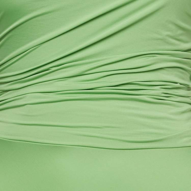 Pre Owned Maygel Coronel Green Jersey One Shoulder Maxi Dress One Size 