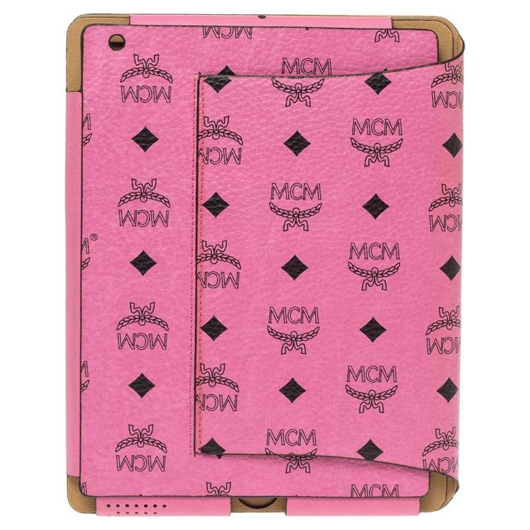 Pre Owned MCM Pink Visetos Leather Elda Ipad Case