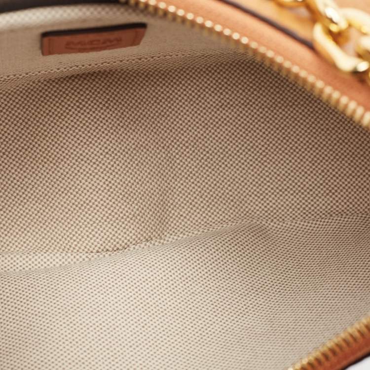 Pre Owned MCM Cognac Visetos Coated Canvas and Leather Small Aren Crescent Hobo