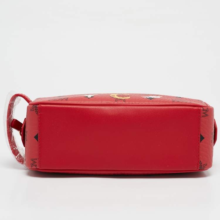 Pre Owned MCM Red Visetos Coated Canvas and Leather 'Year Of The Mouse' Camera Bag