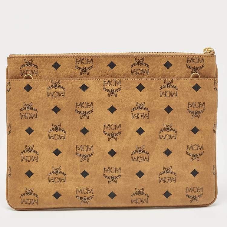 Pre Owned MCM x Honey Dijon Cognac Visetos Coated Canvas Crossbody Bag