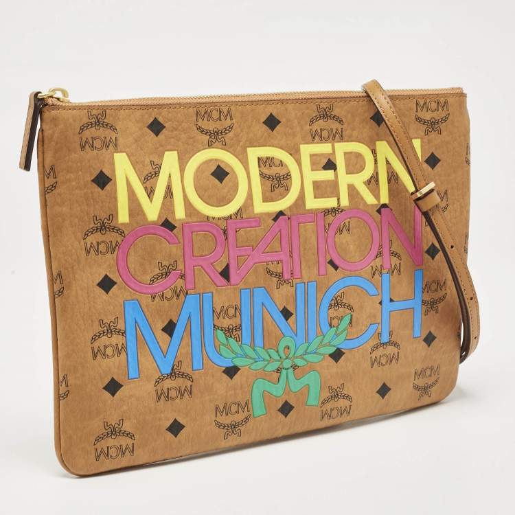 Pre Owned MCM x Honey Dijon Cognac Visetos Coated Canvas Crossbody Bag
