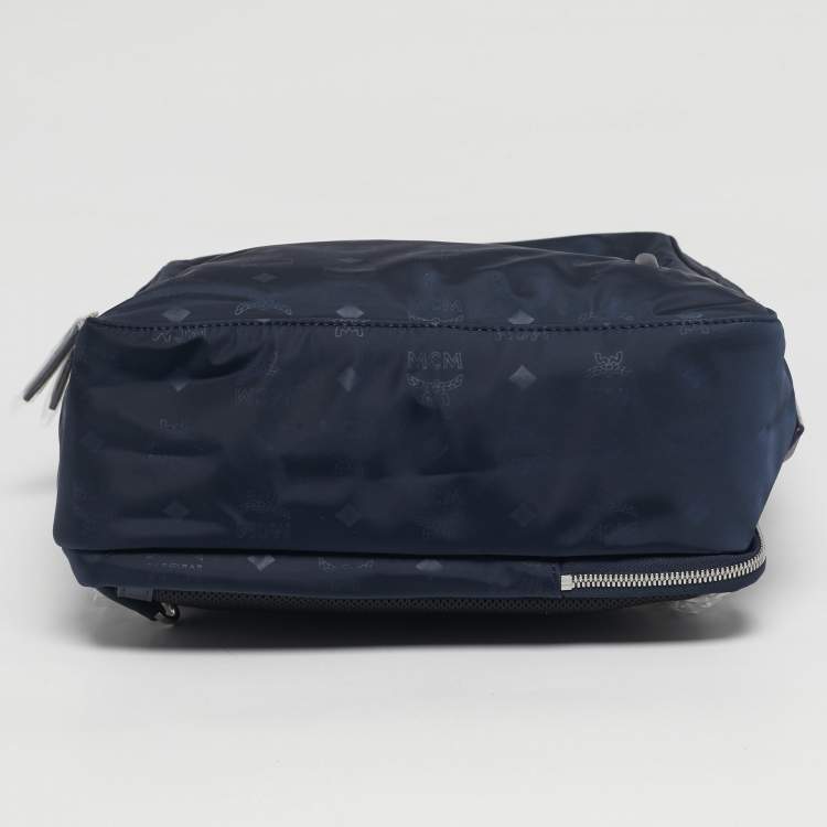 Pre Owned MCM Navy Blue Visetos Nylon Medium Dieter Backpack