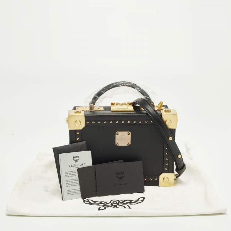 Pre Owned MCM Black Visetos Coated Canvas and Leather Berlin Box Bag