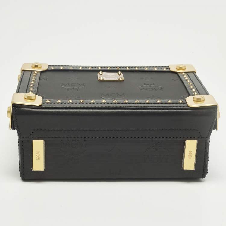 Pre Owned MCM Black Visetos Coated Canvas and Leather Berlin Box Bag