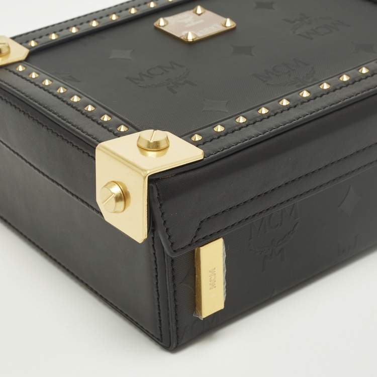 Pre Owned MCM Black Visetos Coated Canvas and Leather Berlin Box Bag