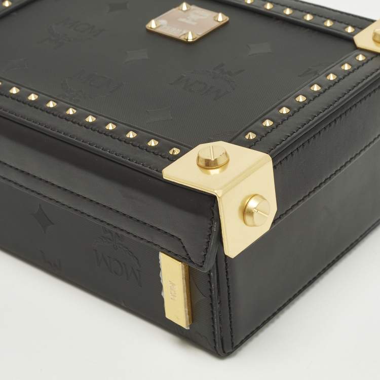 Pre Owned MCM Black Visetos Coated Canvas and Leather Berlin Box Bag