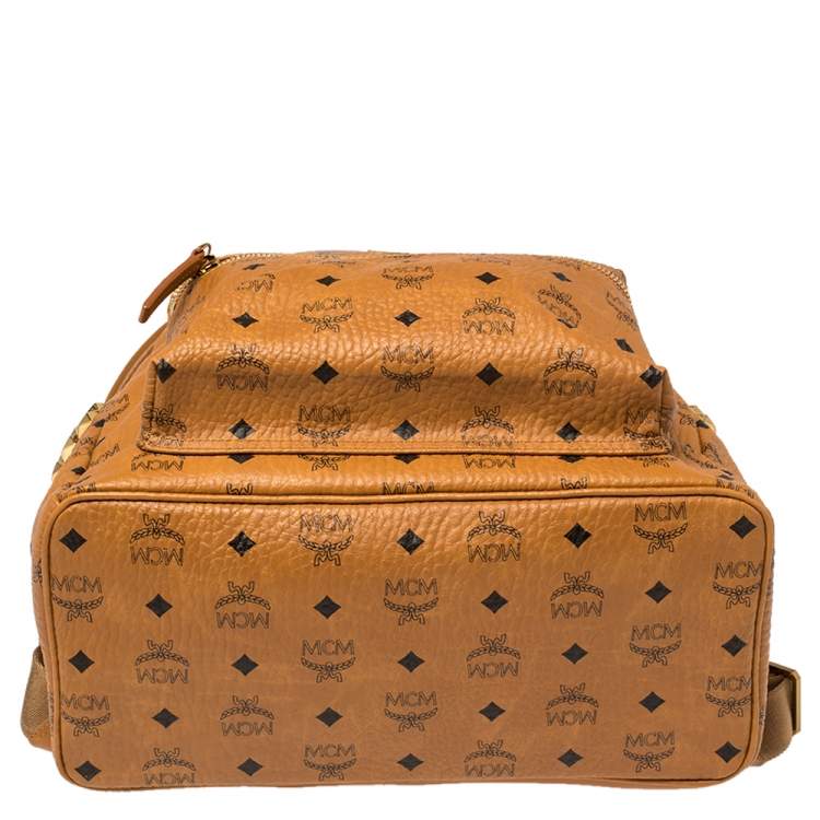 Pre Owned MCM Cognac Visetos Coated Canvas Large Stark Backpack