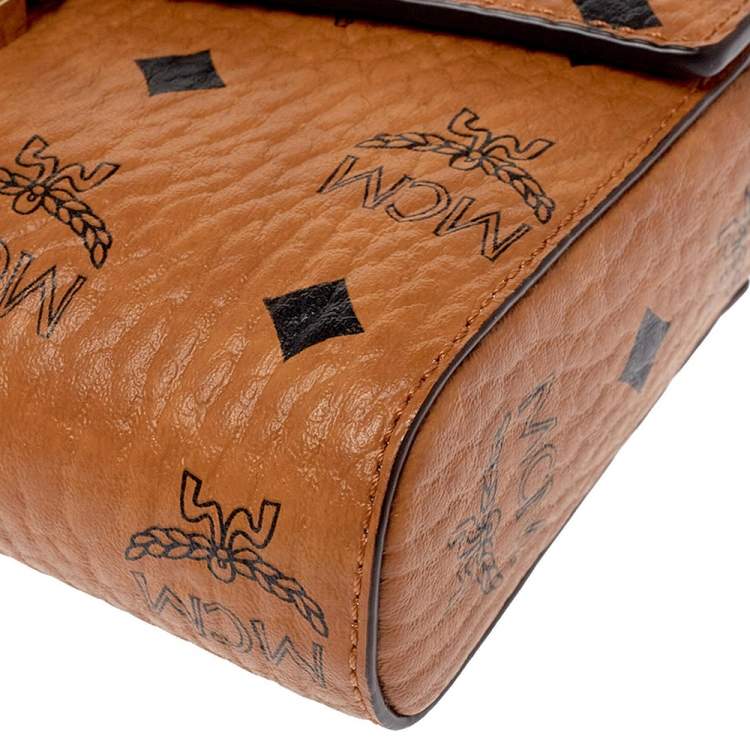 Pre Owned MCM Cognac Visetos Coated Canvas Crossbody Bag