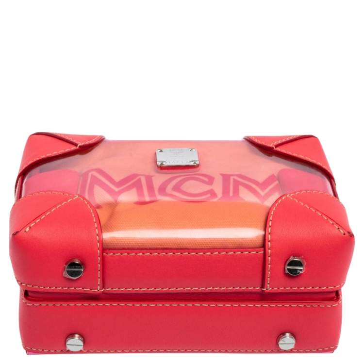 Pre Owned MCM Pink Transparent PVC and Leather Berlin Soft Box Bag