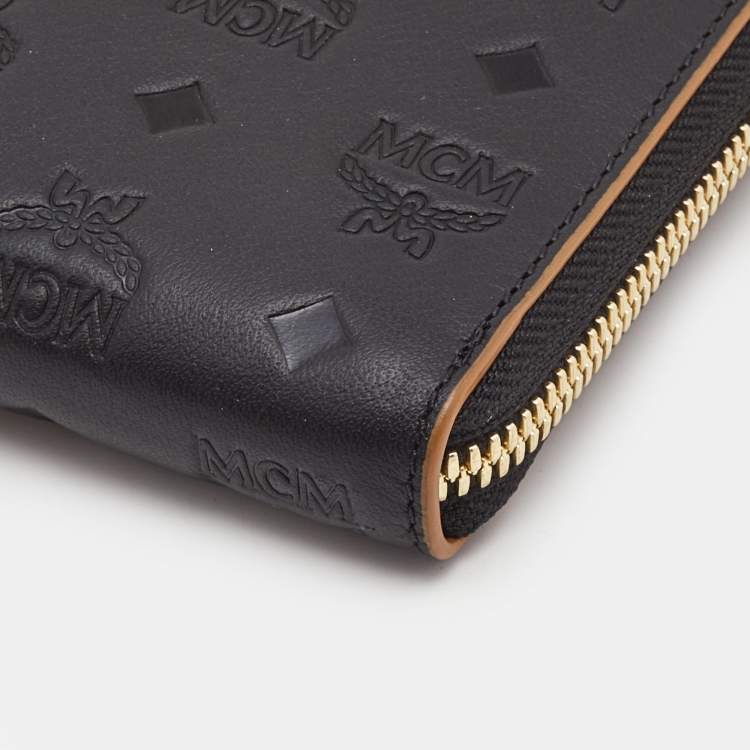 Pre Owned MCM Black Monogram Embossed Leather Klara Continental Wallet