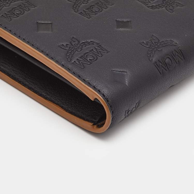 Pre Owned MCM Black Monogram Embossed Leather Klara Continental Wallet