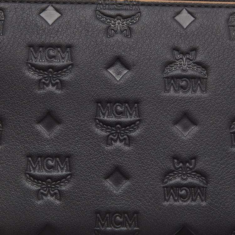 Pre Owned MCM Black Monogram Embossed Leather Klara Continental Wallet
