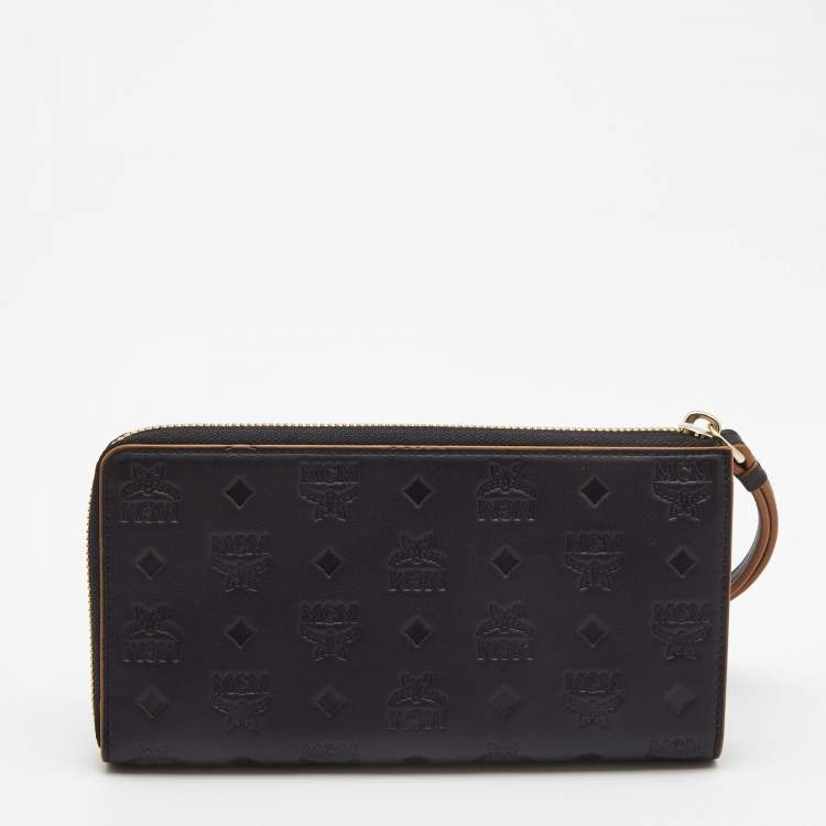 Pre Owned MCM Black Monogram Embossed Leather Klara Continental Wallet