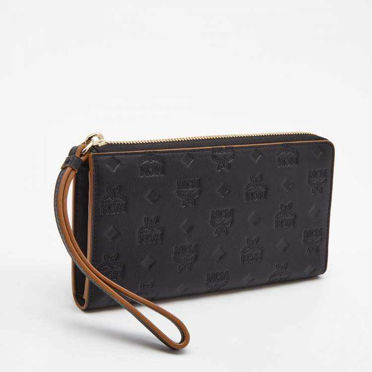 Pre Owned MCM Black Monogram Embossed Leather Klara Continental Wallet