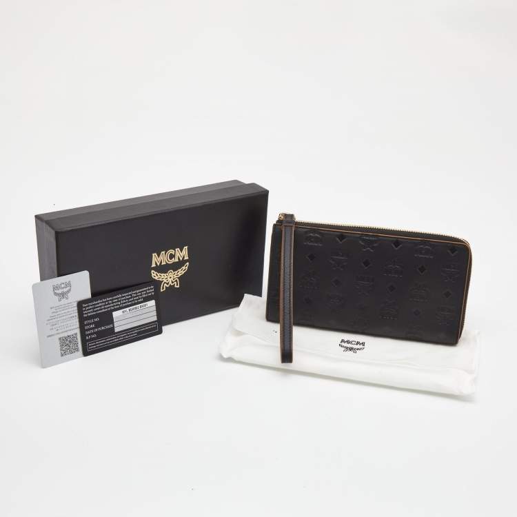 Pre Owned MCM Black Monogram Embossed Leather Klara Continental Wallet