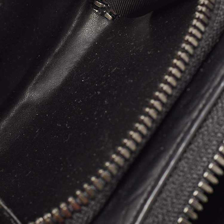 Pre Owned MCM Black/Pruple Leather Color Splash Logo Zip Around Wallet Bag