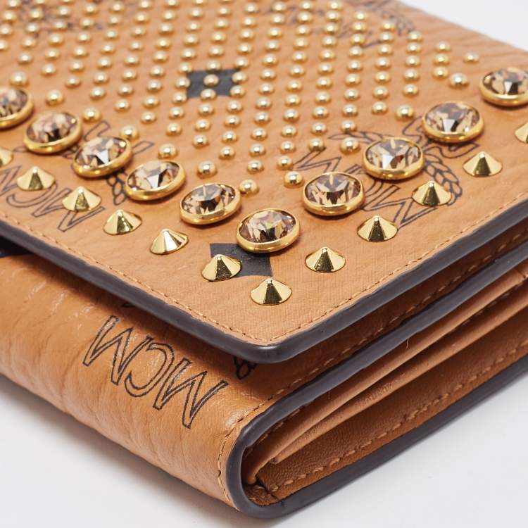 مملوكة مسبقًا MCM Cognac Visetos Leather Milla Long Trifold Continental Wallet