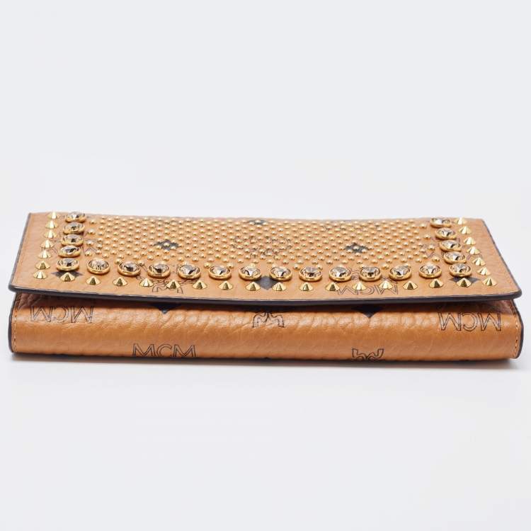 مملوكة مسبقًا MCM Cognac Visetos Leather Milla Long Trifold Continental Wallet
