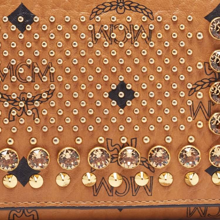 مملوكة مسبقًا MCM Cognac Visetos Leather Milla Long Trifold Continental Wallet