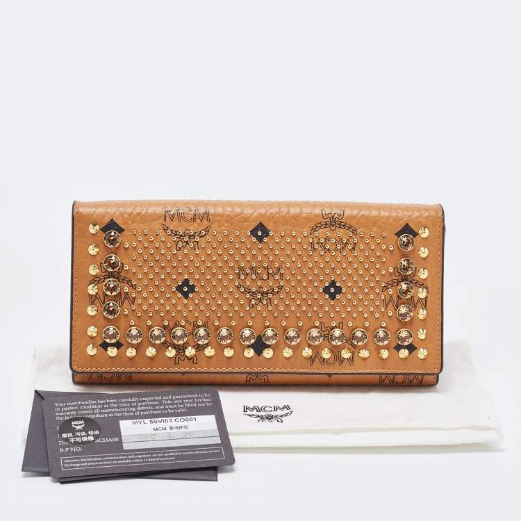 مملوكة مسبقًا MCM Cognac Visetos Leather Milla Long Trifold Continental Wallet