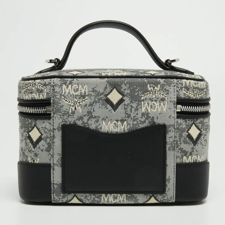 Pre Owned MCM Grey Vintage Monogram Jacquard Rockstar Vanity Bag