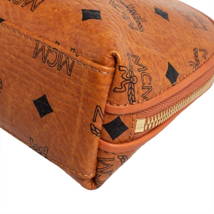 Pre Owned MCM Cognac Visetos Coated Canvas Cosmetic Pouch