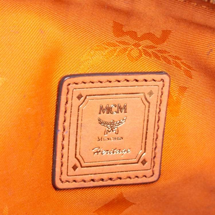 Pre Owned MCM Cognac Visetos Coated Canvas Cosmetic Pouch