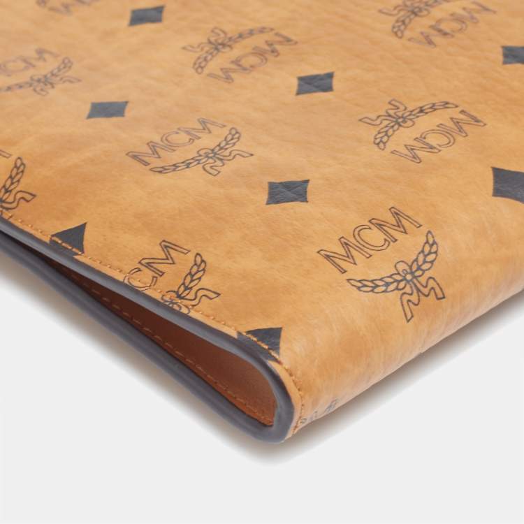 Pre Owned MCM Cognac Visetos Coated Canvas Laptop Sleeve Case