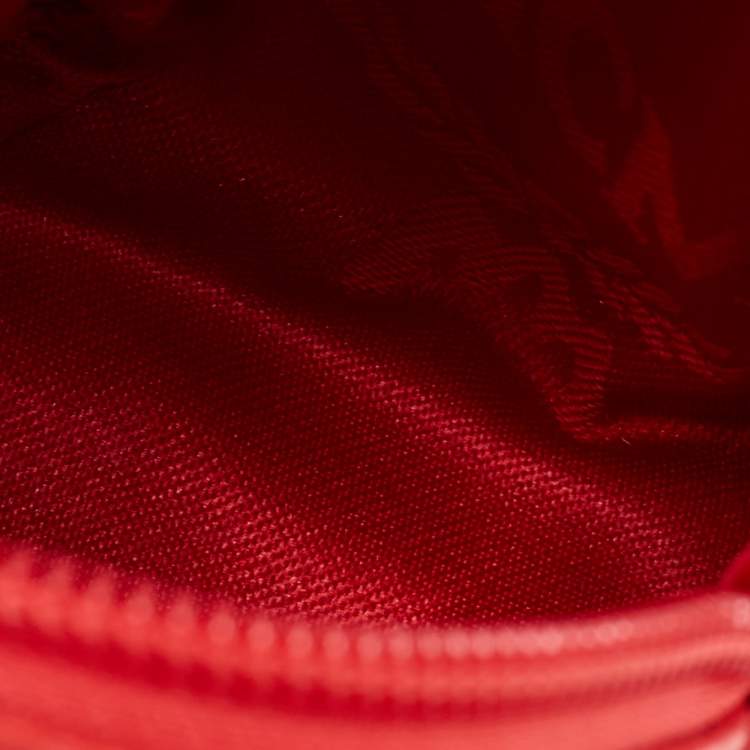 Pre Owned MCM Coral Red Visetos Coated Canvas Backpack Bag Charm