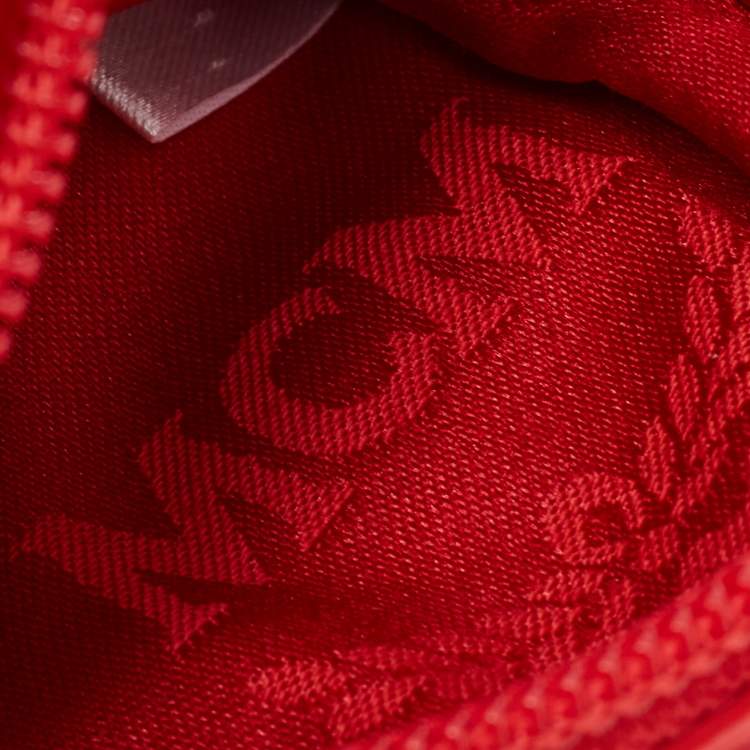 Pre Owned MCM Coral Red Visetos Coated Canvas Backpack Bag Charm