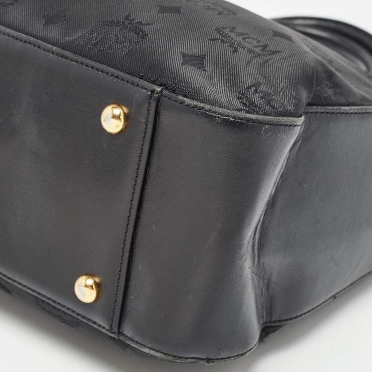 Pre Owned MCM Black Visetos Nylon and Leather Tote