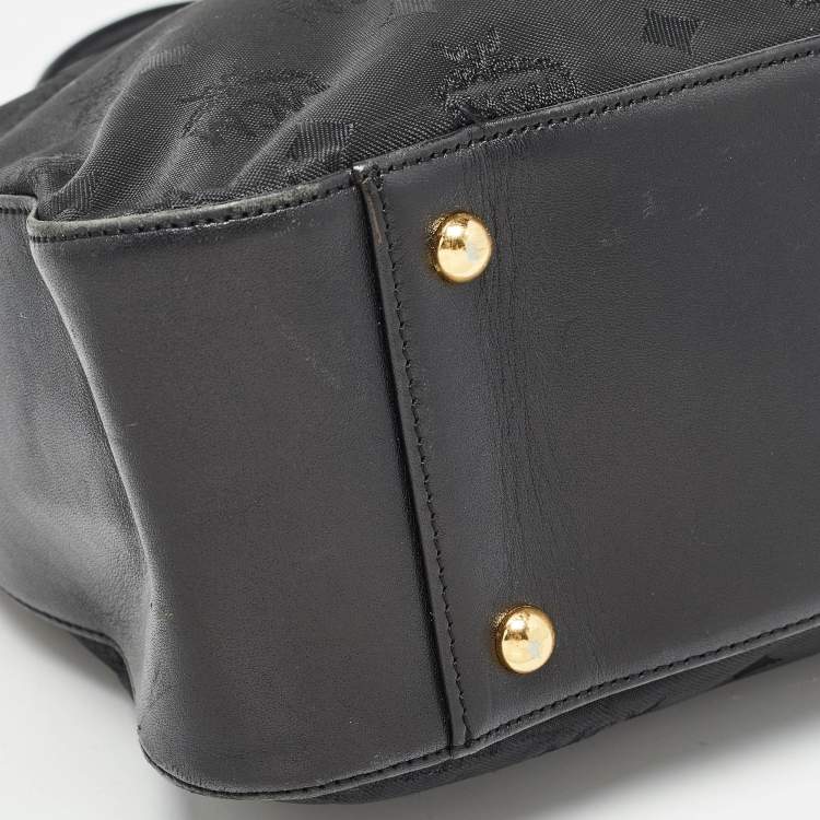 Pre Owned MCM Black Visetos Nylon and Leather Tote