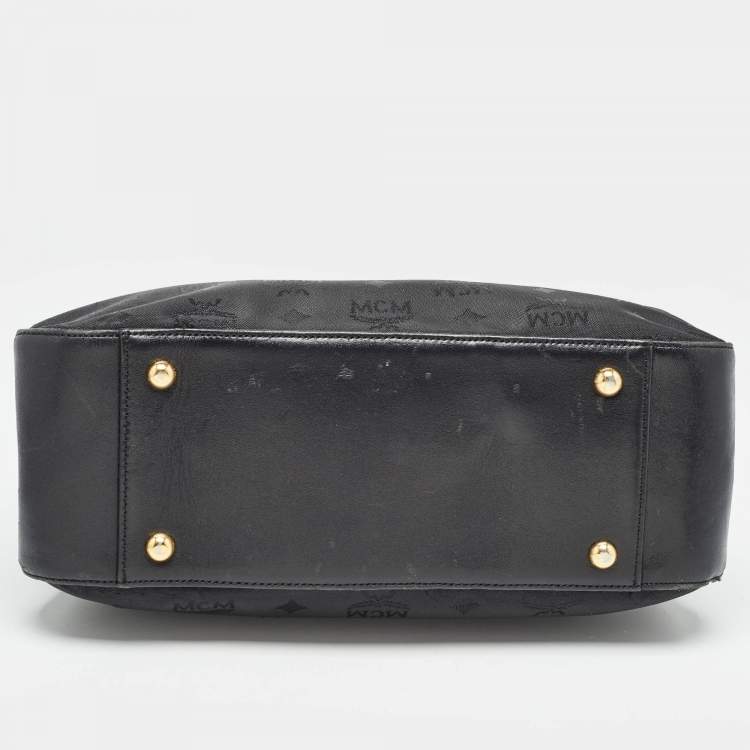 Pre Owned MCM Black Visetos Nylon and Leather Tote