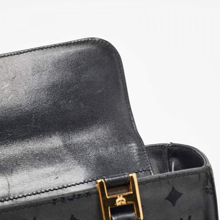 Pre Owned MCM Black Visetos Nylon and Leather Tote