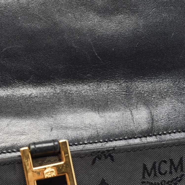 Pre Owned MCM Black Visetos Nylon and Leather Tote