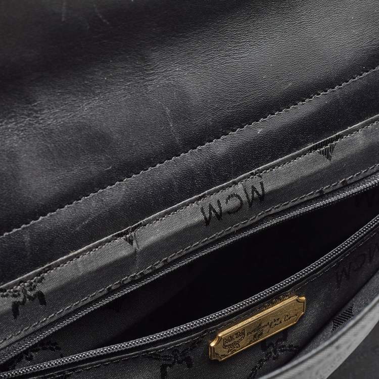 Pre Owned MCM Black Visetos Nylon and Leather Tote
