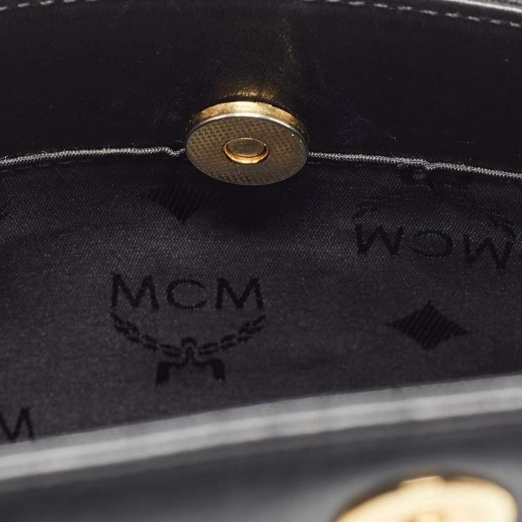 Pre Owned MCM Black Visetos Nylon and Leather Tote