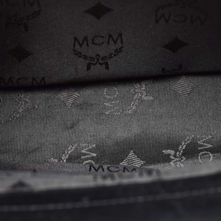 Pre Owned MCM Black Visetos Nylon and Leather Tote