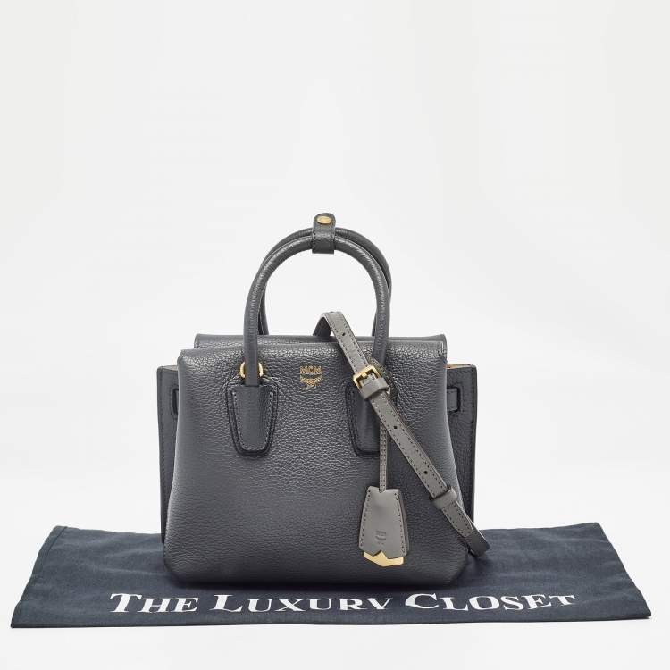 Pre Owned MCM Grey Leather Mini Milla Tote