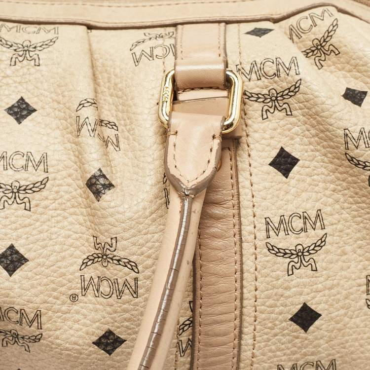 Pre Owned MCM Beige Visetos Coated Canvas Bowler Bag