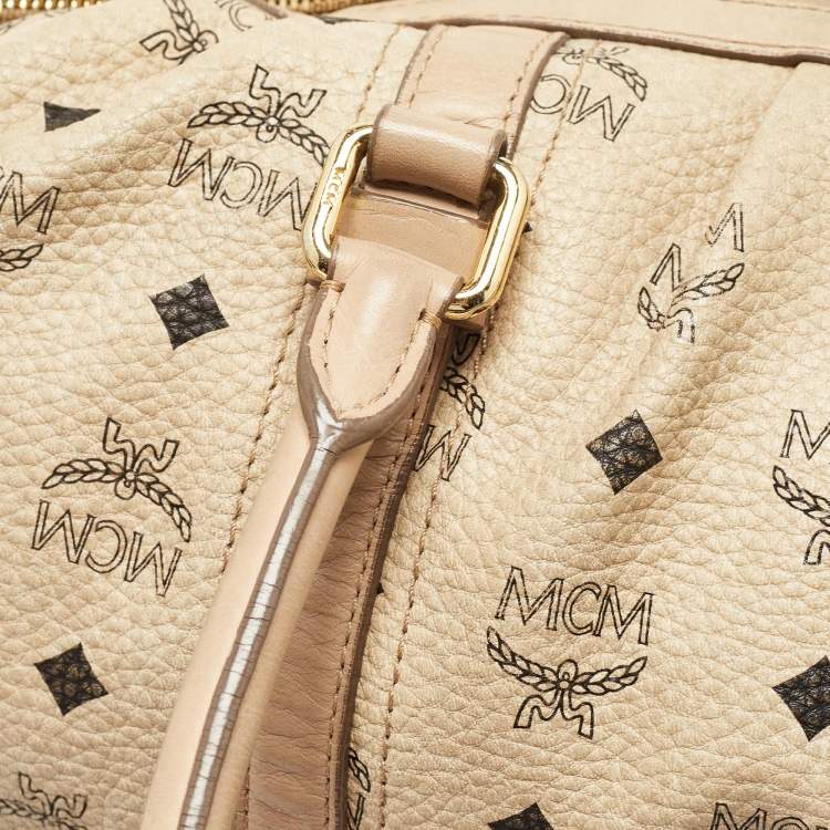 Pre Owned MCM Beige Visetos Coated Canvas Bowler Bag