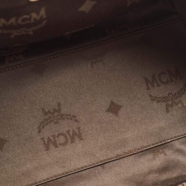 Pre Owned MCM Beige Visetos Coated Canvas Bowler Bag